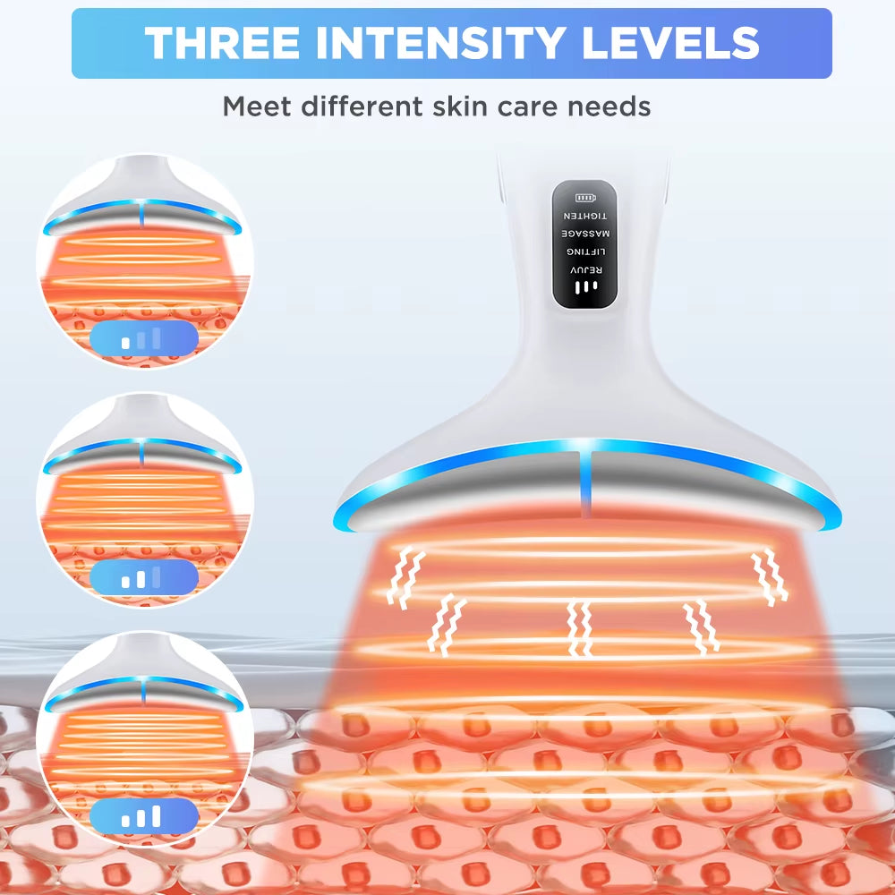 Electric Neck Facial Lifting Machine Skin Rejuvenation Reduce Double Chin anti Wrinkle Remove Hot Compress Lifting Massager