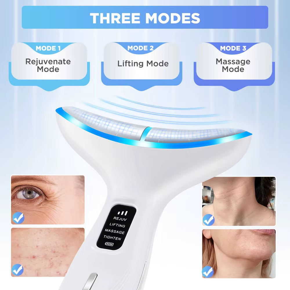 Electric Neck Facial Lifting Machine Skin Rejuvenation Reduce Double Chin anti Wrinkle Remove Hot Compress Lifting Massager