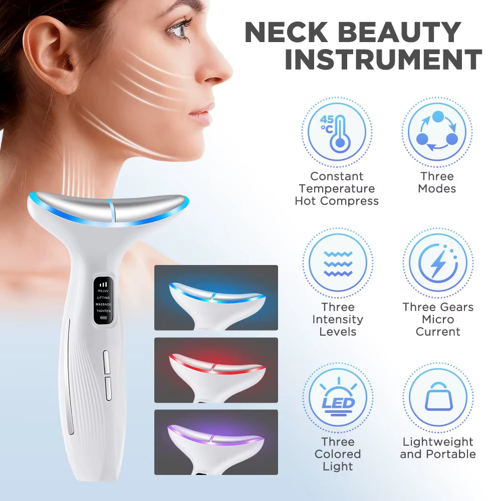 Electric Neck Facial Lifting Machine Skin Rejuvenation Reduce Double Chin anti Wrinkle Remove Hot Compress Lifting Massager