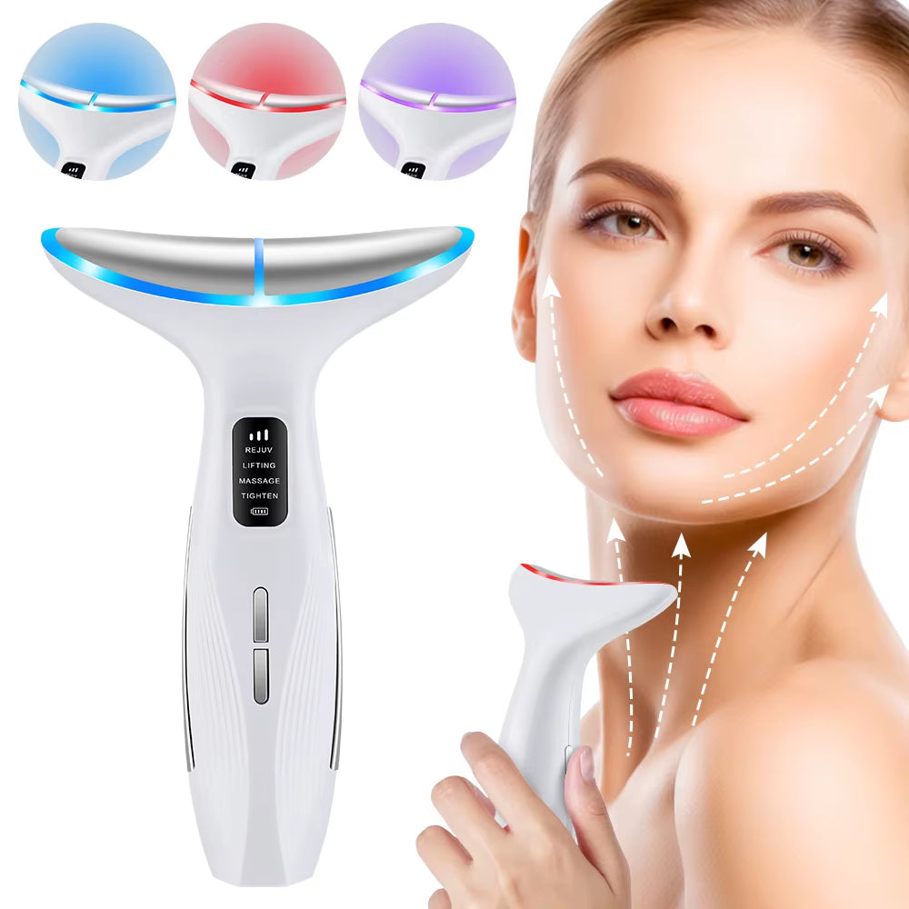 Electric Neck Facial Lifting Machine Skin Rejuvenation Reduce Double Chin anti Wrinkle Remove Hot Compress Lifting Massager